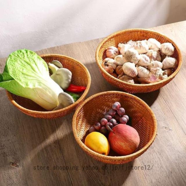 ラタン製 アジアン キッチンバスケット バスケット かご 収納 籐 かご お菓子入れ 小物入れ ラタン おしゃれ 雑貨入れ エスニック 藤 果物入れ パン入れ 家具の通販は 5,703円