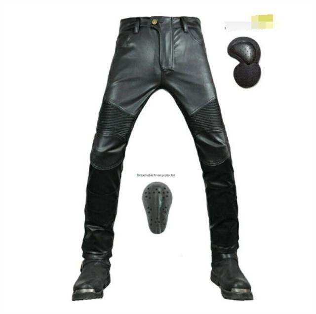 バイク用レザーパンツ メンズ 革パンツ ライディングパンツ プロテクター付き 革パン バイク ストレート ライダースパンツ フェイクレザーPU革 防風防水の通販は 7,978円