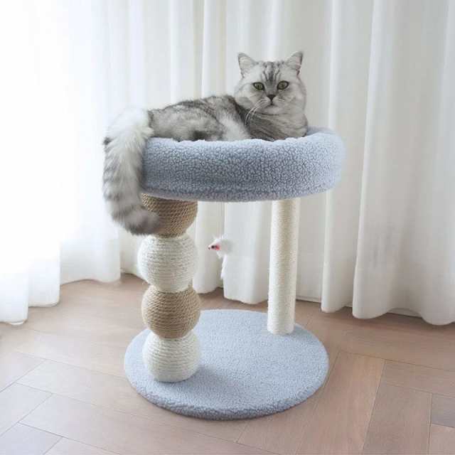 キャットタワー 省スペース つめとぎ 天然麻紐 耐久 組立簡単 支柱 ミニ 猫タワー 昼寝タワー 低い 遊び場 おもちゃ かわいい おしゃれ ストレス解消キャットランド据え置き型 猫用爪とぎポール 猫タワー ネコポール 麻縄 運動不足の通販は