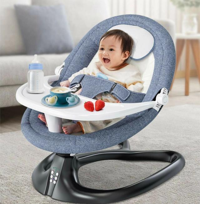 ベビーバウンサー 電動 ベビーゆりかご ベビーラック スウィング ロッキングチェア 電動スイング ベビーチェア ラック リクライニング機能 おもちゃ 音楽トイ安全ベルト 持ち運びしやすい シンプル 新生児 通気性 蚊帳 出産お祝い 0ヶ月から3歳適用の通販は
