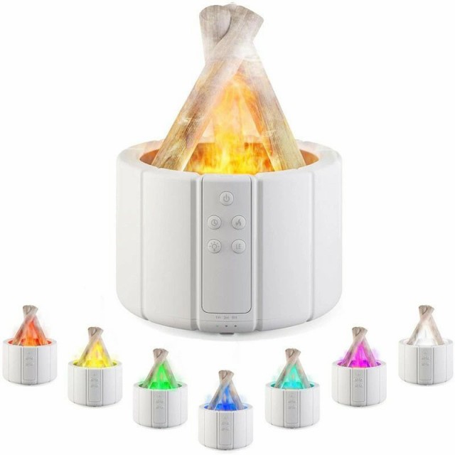 アロマディフューザー たき火 加湿器 卓上 超音波 炎 焚き火 卓上アロマ加湿器 フレイム LEDライト アロマランプ ミスト エッセンシャルオイルディフューザー 癒し 揺らぐ炎 焚き火型USB加湿器 静音 空焚き防止 オフタイマー 雰囲気作り 乾燥対策 250ml リモコン付き