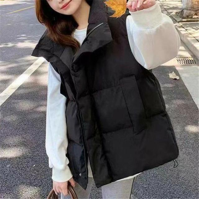 レディース 中綿ジャケット 襟付き 中綿ベスト 中綿入り ファスナー ノースリーブ 秋冬 フードなし ベスト 厚手 ミティアム丈 ノースリーブ ブルゾン 大きいサイズ ゆったり あったか 防寒 軽量 カジュアル シンプル 無地 アウターの通販は 5,631円