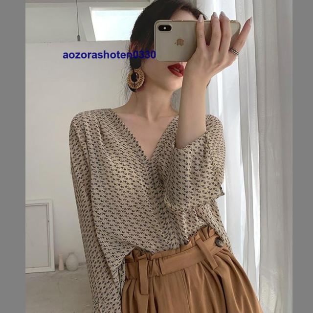 ブラウス 夏秋 レディース おしゃれ 長袖 シフォンンシャツ 通勤 OL 柄 フォーマル トップス Vネック 二の腕カバー 大きいサイズあり オシャレ 大人 上品の通販は 4,756円