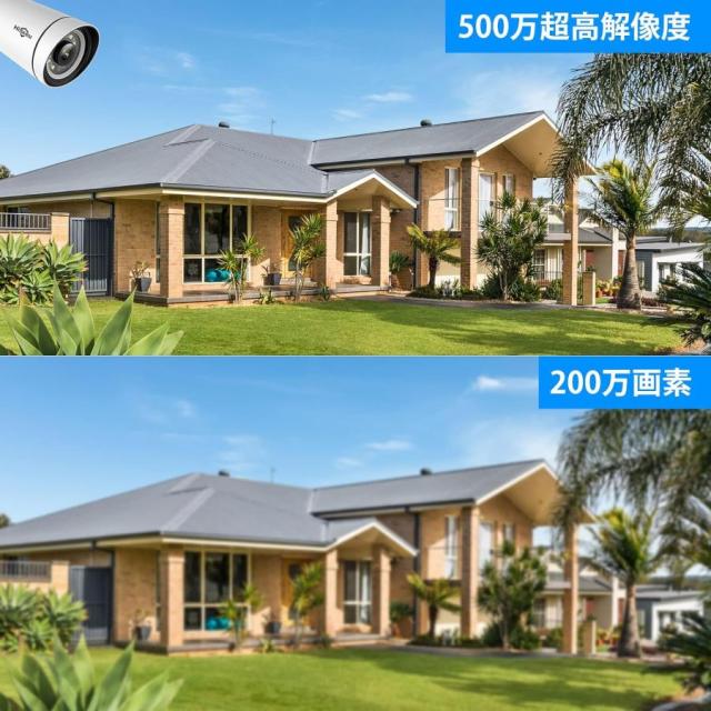 防犯カメラ 増設自由 H.265圧縮 3TB HDD内蔵 有線接続監視カメラ 500万画素POEカメラ4台 IP66防水 屋外対応 暗視撮影 動体検知 常時録画 屋外と室内両方とも対応の通販は