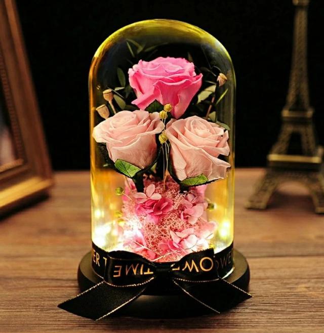 プリザーブドフラワー バラ 明かり rose 3輪 お祝い 3色 花 贈り物 女性 妻 彼女 ギフト祝い 結婚記念日の通販は