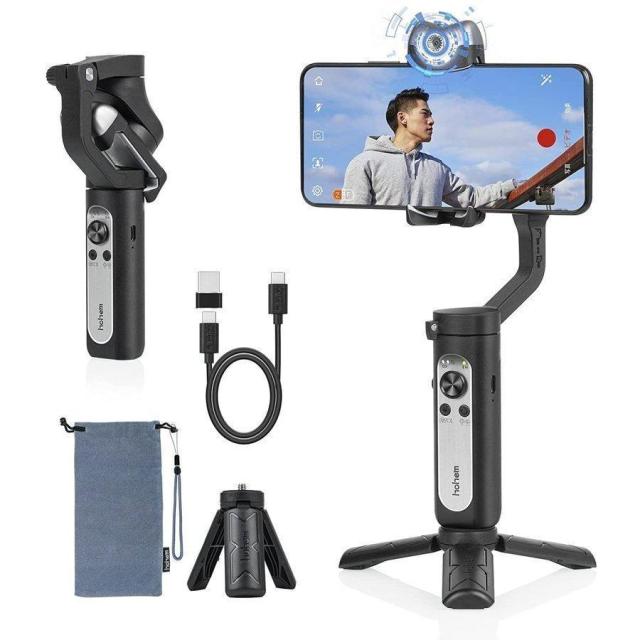 スマホ　ジンバル 3軸 iphone 自撮り棒 AI自動追跡 撮影用ライト付き３階段調光 スマホに給電可能 9時間駆動 スタビライザー 小型軽量 hohem iSteady V2の通販は 17,500円