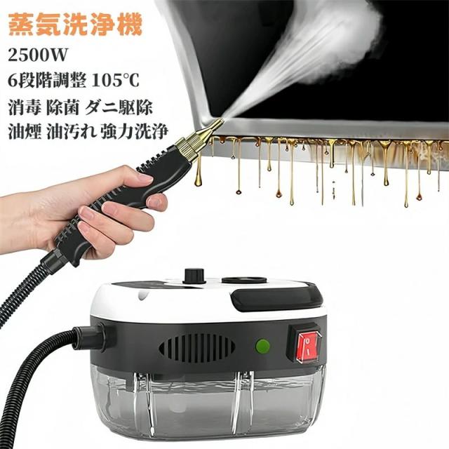スチームクリーナー 高温 高圧 蒸気洗浄機 高温掃除機 ハンディ 小型 1L 2500W 110V 6段階調整 105℃ 消毒 除菌 ダニ駆除 消毒剤対応 窓掃除 キッチン周り 台所 キッチン エアコン 油煙 油汚れ 洗濯機 カー ホテル 浴室 お風呂掃除 キッチン清掃 ガスコンロ 換気扇 強力洗浄の通販は 9,980円