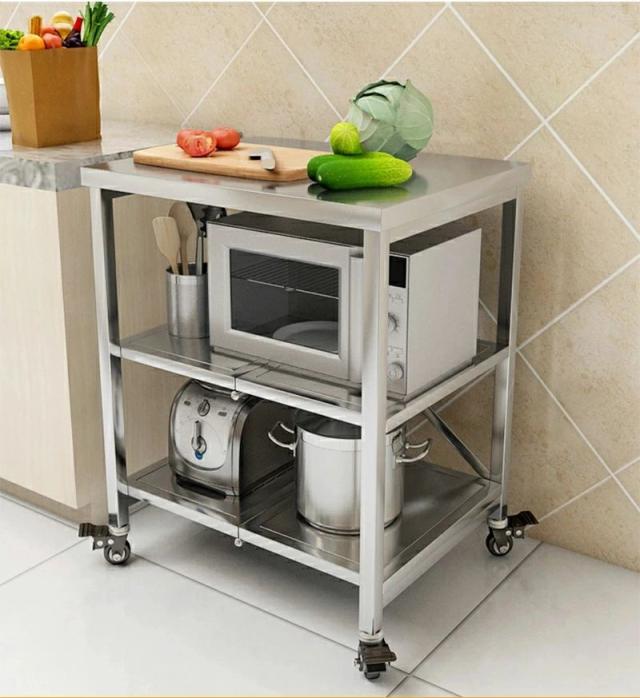 ステンレス 作業台 キャスター付き 業務用 調理台 厨房 3段式 キッチンワゴン キッチンラック　万能ワゴン ステンレス ワークテーブル 収納棚 収納ラック 収納カート 軽量 耐荷重キャスター付き シンプル 簡単に移動できる