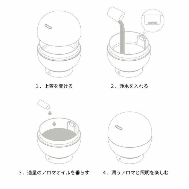 卓上 超音波式 加湿器 アロマディフューザー アロマディフューザー 超音波 加湿器 卓上 アロマ 対応 超音波式 加湿器 500ml 大容量 加湿量 静音 ナイトライト 10時間連続加湿 乾燥防止 空