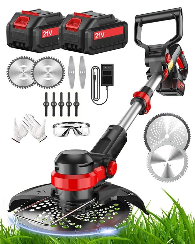 充電式草刈り機【2024新登場・20CM切断直径】21V電動 コードレス草刈り機  PSE認証済 マキタ18Vバッテリー互換 芝刈り機 3種類替刃 伸縮式 90度角度調整 芝刈払機 草刈機 多機能刈払機 枝切り 芝生 畑 雑草 植木 庭 園芸 自宅 公園 多地形の通販は