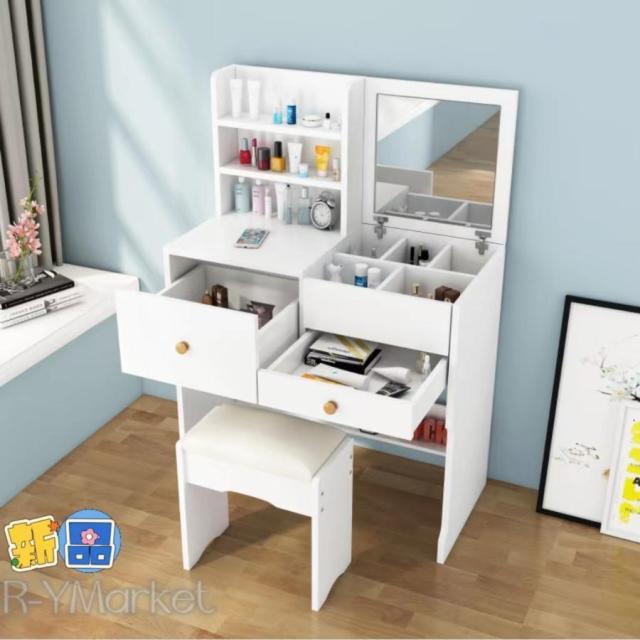 ドレッサー 白 ナチュラル 化粧台 鏡台 LEDライト付き ドレッサーテーブル おしゃれ引き出し付き 80cm アクセサリー収納 母の日