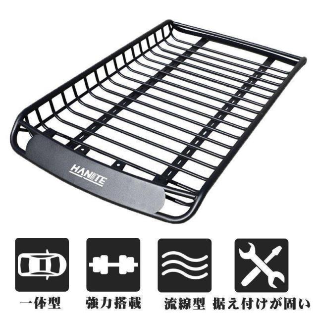 ルーフキャリア 汎用 荷物固定 ストア アルミ製　ルーフラック　カーゴラック　ルーフバスケット　ブラックの通販は