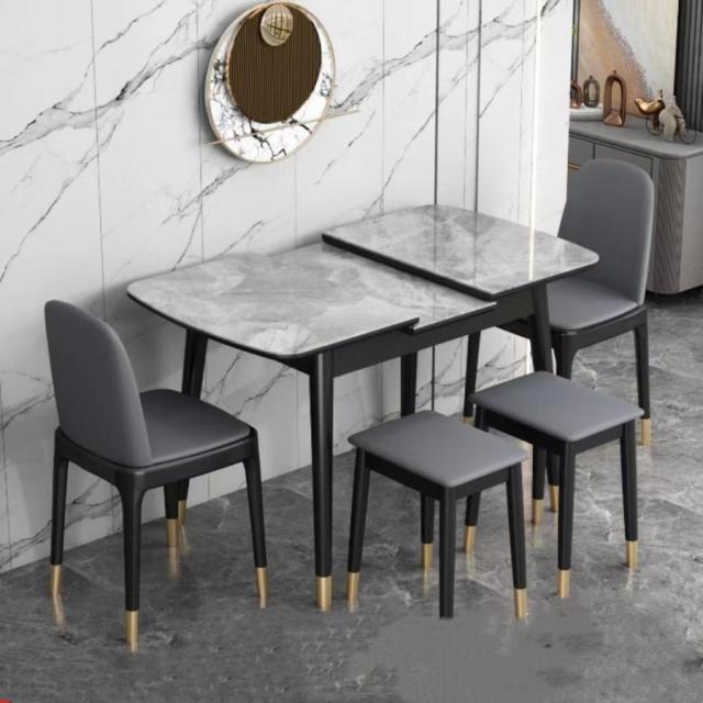 セラミック 伸縮 ダイニングセット 6人掛け 3点セット ダイニングテーブルセット 伸長式 幅90~幅120 合皮 アイアン 鏡面 ダイニングチェア 耐水 代引不可の通販は 81,441円