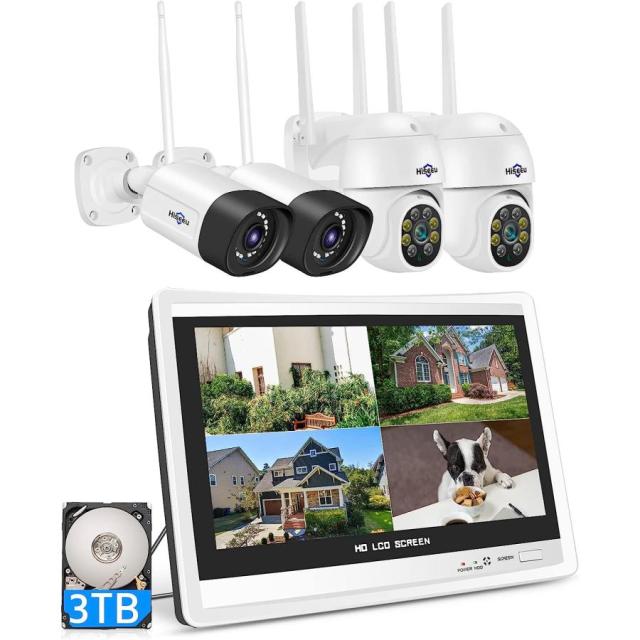 防犯カメラ ワイヤレスHiseeu 12インチLCD液晶モニタ一体型NVR 1920P 500万画素ワイヤレスカメラ4台セット 10チャンネルまで増設可 遠隔監視 防水等級ip66 AI動 49,095円