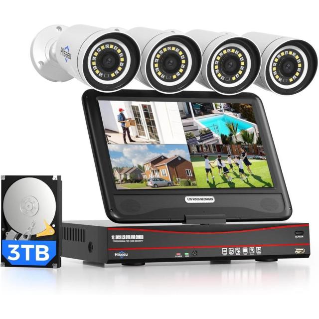 防犯カメラ 増設自由 H.265圧縮 3TB HDD内蔵 有線接続監視カメラ 500万画素POEカメラ4台 IP66防水 屋外対応 暗視撮影 動体検知 常時録画 屋外と室内両方とも対応の通販は