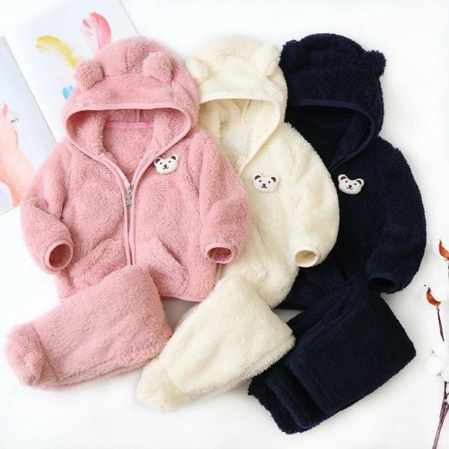 ルームウェア 可愛い 女の子 子供服 上下セット クマ耳 防寒 ボアパーカー キッズ 秋冬 裏起毛 韓国子供服 男の子 キッズ 冬アウター 羽織 上着 ボアコートの通販は
