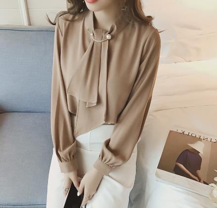 スカーフタイブラウス レディース　シャツ ブラウス スカーフタイ ブラウス ボウタイ トップス 春服 春物 白シャツ シフォン フォーマル 襟付き レディース 長袖 軽量 ゆるかわ 通勤 OL ビジネス 大人 上品 春夏の通販は