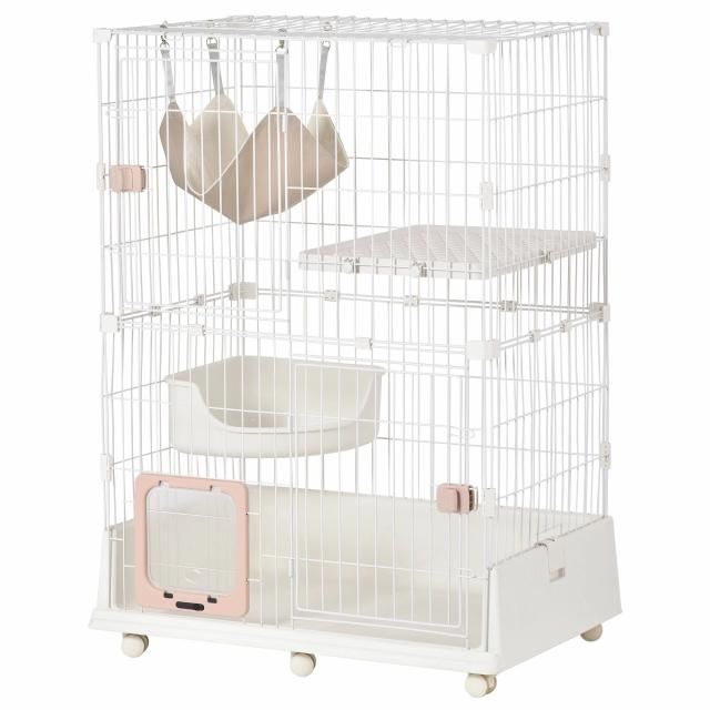 猫 ケージ キャットケージ 2段 ペットケージ キャスター付 猫ゲージ 大型 多頭飼い ネコドア キャットハウス 1段2段可能 留守番 保護 脱走防止 おしゃれの通販は