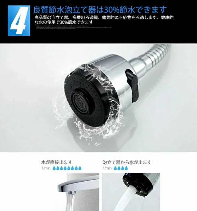 蛇口 水栓 キッチン シャワー水栓 水道蛇口 ランドリーシンク キッチン水栓 シンク 壁掛け式 シングルレバー 温水 冷水用水栓 360°回転の通販は