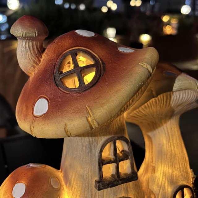 ソーラーオーナメント キノコ 置物 きのこ フィギュア 庭 F 玄関 led おしゃれ 茸 玄関ライト ガーデニング センサーライト アンティーク おもしろオブジェ タイプ1 リアル ソーラーランプ 園芸ライト 可愛い置物 庭に置く置物 キノコ飾り