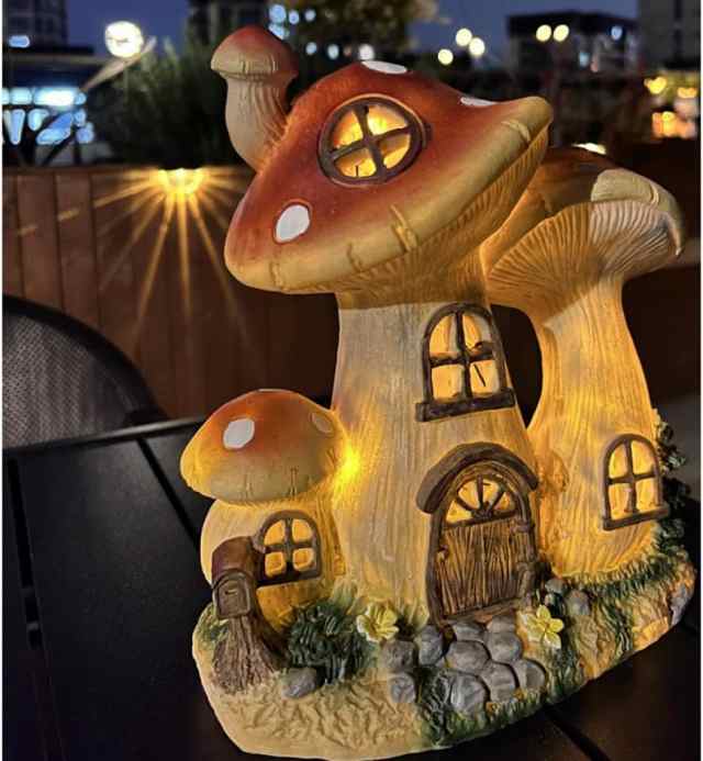 ソーラーオーナメント キノコ 置物 きのこ フィギュア 庭 F 玄関 led おしゃれ 茸 玄関ライト ガーデニング センサーライト アンティーク おもしろオブジェ タイプ1 リアル ソーラーランプ 園芸ライト 可愛い置物 庭に置く置物 キノコ飾り
