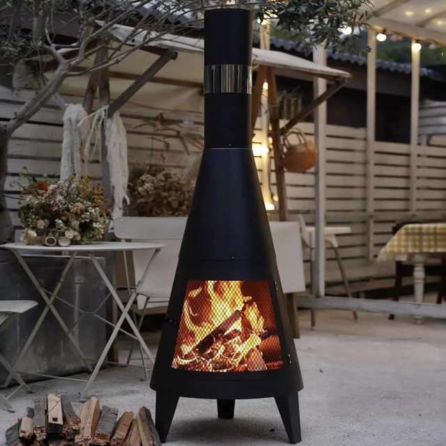 薪ストーブ テント ストーブ バーナー 焚き火台 アウトドアキャンプ用防風ヒーター ソロストーブ ロケットストーブ 暖炉用 50×50×160cm（黒）