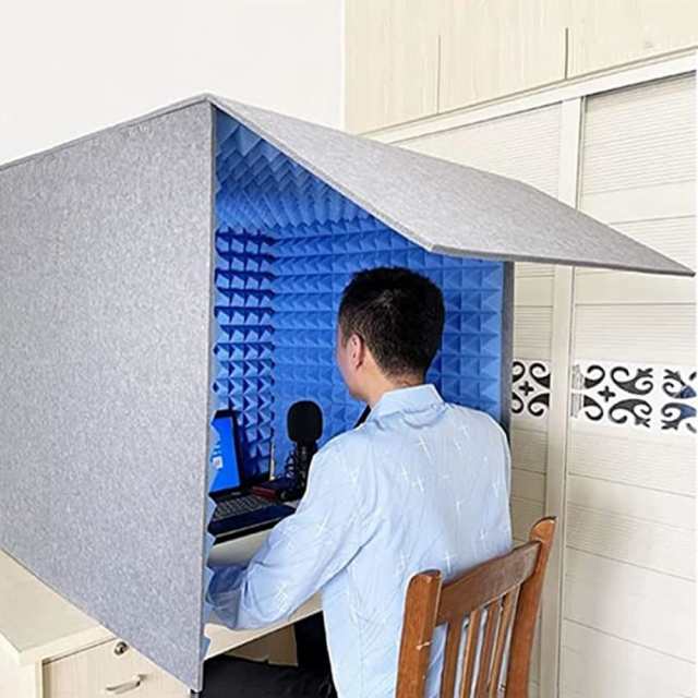 【送料無料】防音壁・防音シート 防音シート 壁、簡易防音室 1人用マイク 防音ブース 自宅 防音 吸音材 シールド 吸音研究所 卓上 パネル 防音ブース 防音ボックス パーテーション 天板付き ン 折りたたみ 組み立て式 簡易防音室として最適の通販は