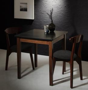 ダイニングテーブルセット 2人用 モダンデザイン ダイニング 3点セット テーブル+チェア2脚 ブラック×ウォールナット W68の通販は