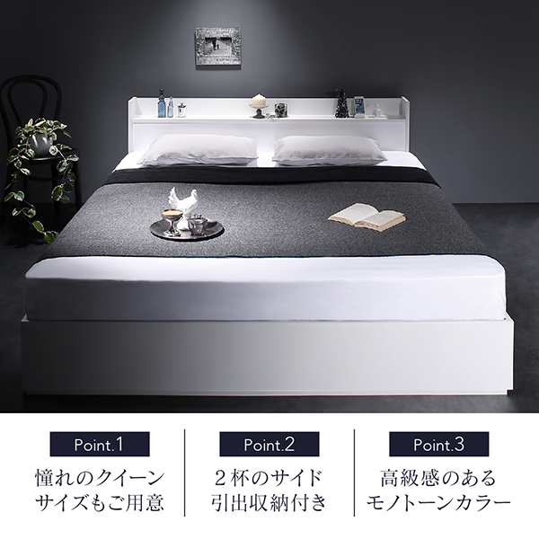 ベッドフレーム 収納ベッド ダブル 棚 コンセント付収納ベッド ベッドフレームのみ ダブル