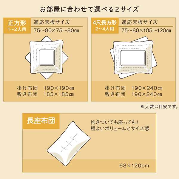 こたつ おしゃれ とろけるフランネル裏地 丸洗いできるこたつ布団