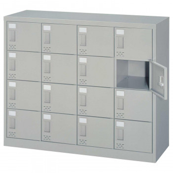シューズロッカー 4列4段扉付・錠なしタイプ ニューグレー COM-SC-16W の通販は 62,473円