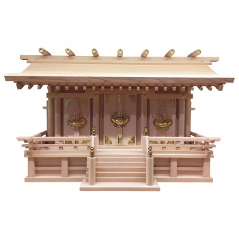 神棚の里 木曽桧 神棚 通し屋根三社 中 丸柱 神棚の通販は 28,688円