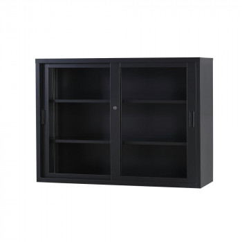 豊國工業 43浅型ガラス引き違い TS-43G-MB マットブラック 書庫の通販は