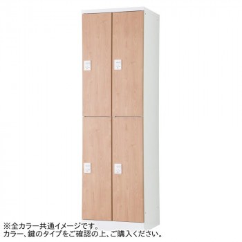 豊國工業 オール扉タイプ可動棚式4人用2列2段 W525(ダイヤル錠) RLK-TTKD4252-WTW