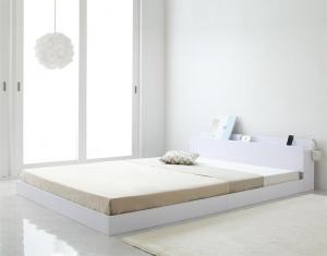 棚・コンセント付きフロアベッド プレミアムポケットコイルマットレス付き セミダブル 組立設置付の通販は
