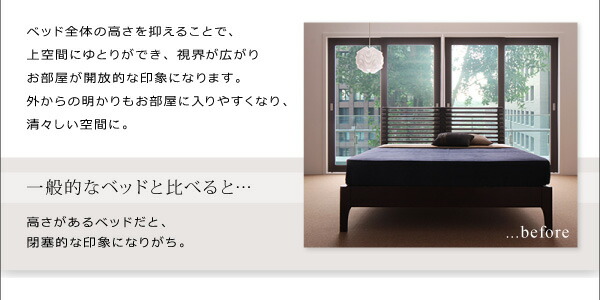 モダンデザインフロアベッド マルチラススーパースプリングマットレス付き ダブル 組立設置付の通販は