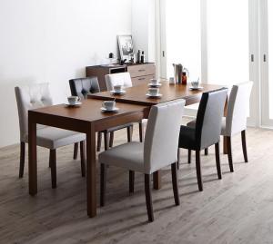 モダンデザイン スライド伸縮テーブル ダイニングセット 6人 7点セット(テーブル+チェア6脚) W135-235 組立設置付の通販は 71,675円