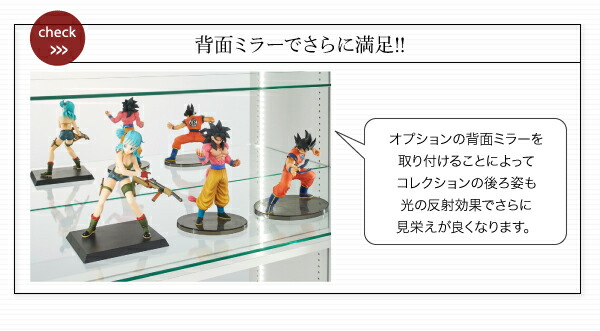 壁面収納 LED付きコレクションラック ワイド 本体 引き戸タイプ 背面ミラー2枚セット 奥行29の通販は