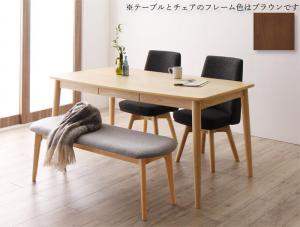 北欧スタイル 回転チェア ダイニング 4点セット(テーブル+チェア2脚+ベンチ1脚) ブラウン W150の通販は
