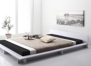 シンプルモダンデザインフロアローステージベッド プレミアムポケットコイルマットレス付き セミダブル 組立設置付の通販は