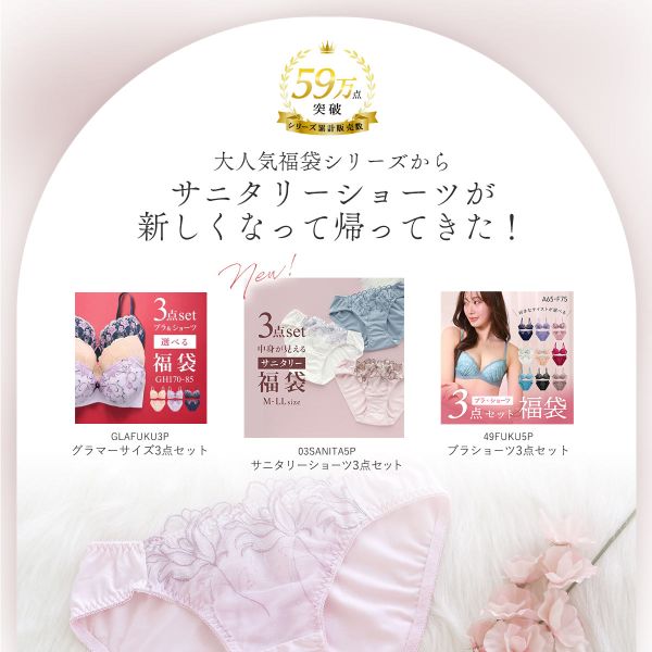 メール便(30)】【送料無料】 選べる6タイプ サニタリーショーツ福袋 3