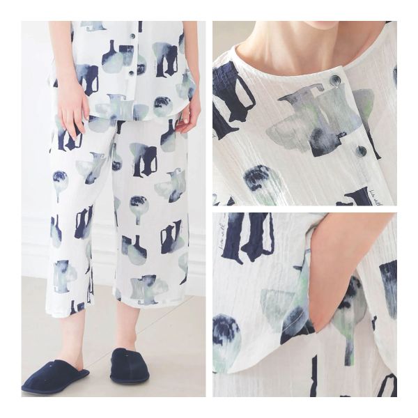 ナルエー コットンブレンド シャーリングボイル ルームウェア上下セット ナルエー デビュー20周年 コットンブレンド シャーリング