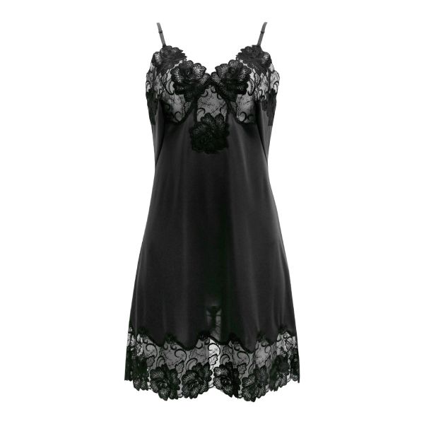 ボンレヴェール BonRevaire 豪華バラ柄チュールレース スリップ 日本製