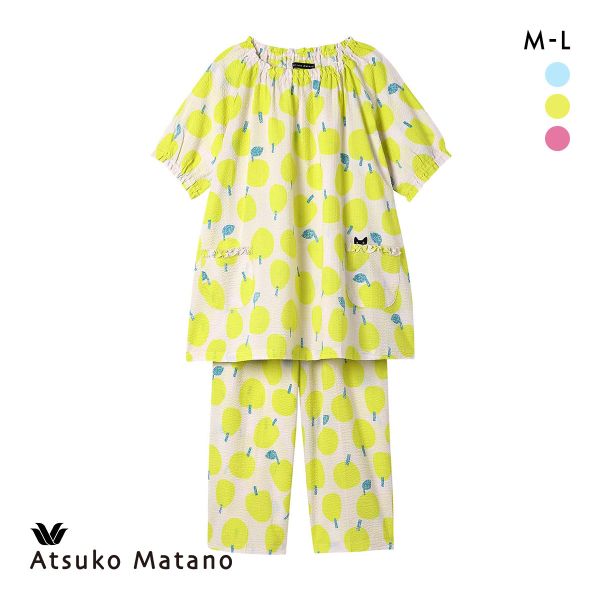 マタノアツコ果物柄 パジャマ 上下セット秋冬 ワコール マタノアツコ 果物柄 パジャマ 上下セット 5分袖8分丈