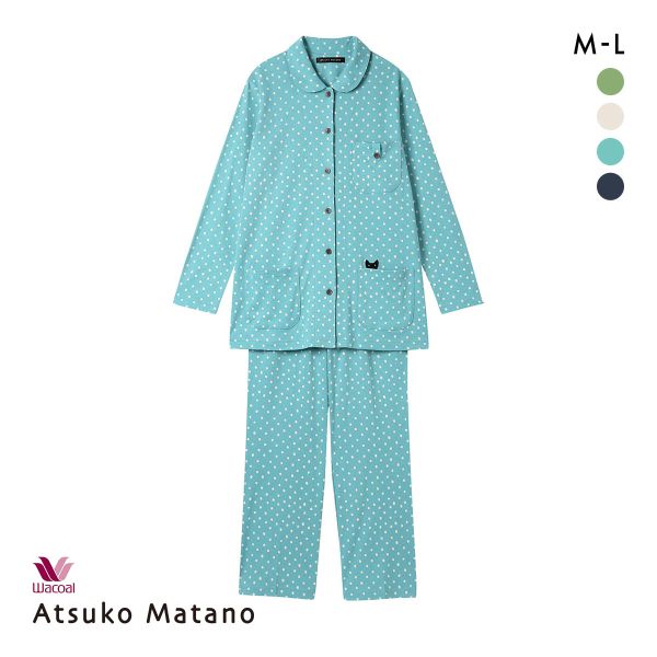 ワコール Wacoal マタノアツコ ATSUKO MATANO 長袖 パジャマ 上下セット ネコドット セットアップ 15%OFF 送料無料