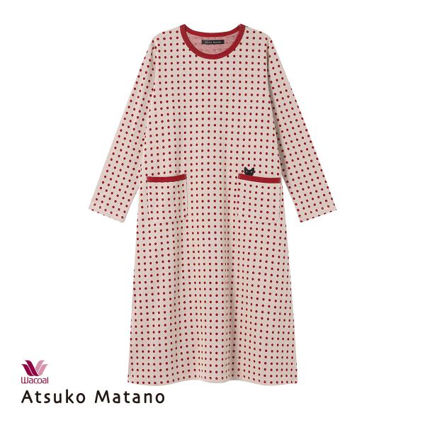 ワコール マタノアツコ ワンピース ルームウェア パジャマ ドット 綿100％ Wacoal ATSUKO MATANO 15%OFF 送料無料 ワコール マタノアツコ ワンピース ルームウェア パジャマ ドット 綿