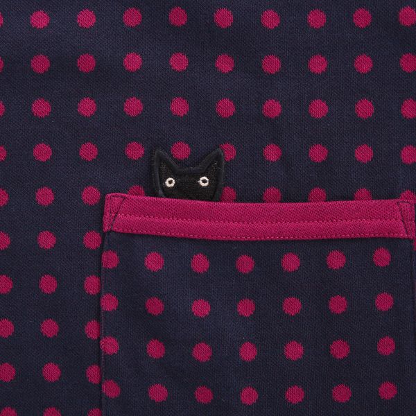 美品　Atsuko Matano ポルカドット　猫　ワンピース　ワコール　綿 アツコマタノ 【綿100％】裏起毛加工のジャカード素材＆ポケット