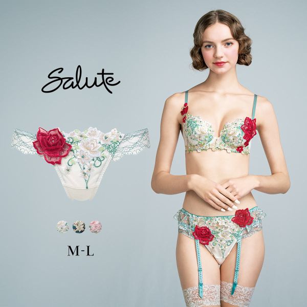 salute サルート ブラジャー Tバック SET サルートラベンダー花柄刺繍