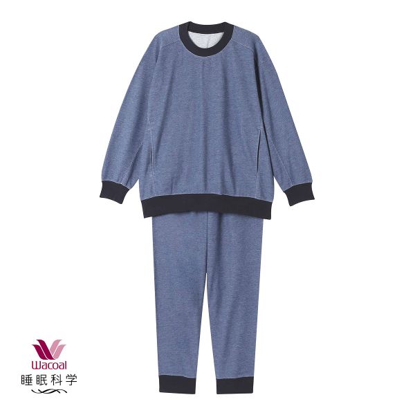 ワコール Wacoal 睡眠科学 レディース ルームウェア パジャマ 上下セット 長袖 デニム調 綿混 ML 寝返りしやすい YD 10%OFF 送料無料