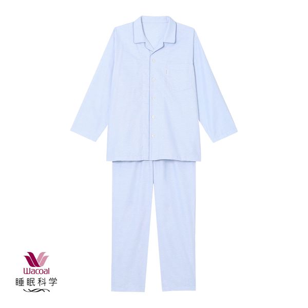ワコール Wacoal 睡眠科学 メンズ 綿100％ シャツパジャマ 長袖 上下セット コットン 紳士用 ML 10%OFF 送料無料_13